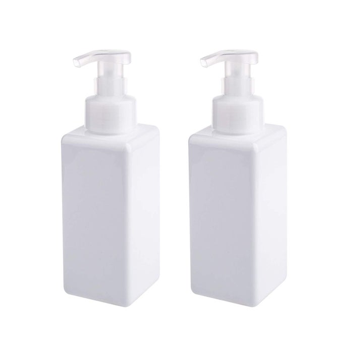 FOAMING SOAP DISPENSER 650ML 22OZ REFILLABLE PLASTIC PUMP BOTTLE FOR LIQUID SOAP SHAMPOO BODY WASH 2 PCS WHITE