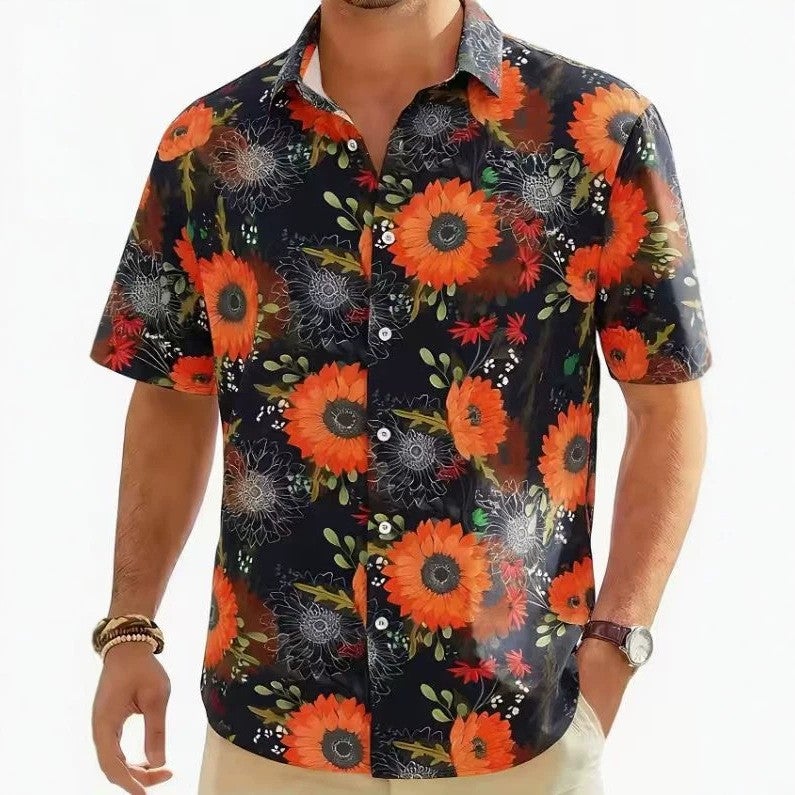 Men's Short Sleeve Floral Hawaiian Shirt - Image 4