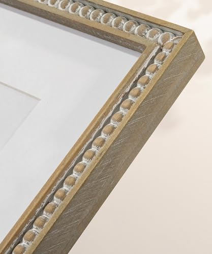 SUMGAR 8x10 Picture Frame Boho 5x7 Photo Frame with Mat Farmhouse White Wood Shabby Chic Wall Mounted Display for Birthday Wedding Friend Gifts for Christmas with Distressed Decorative Pine Beads - Image 5