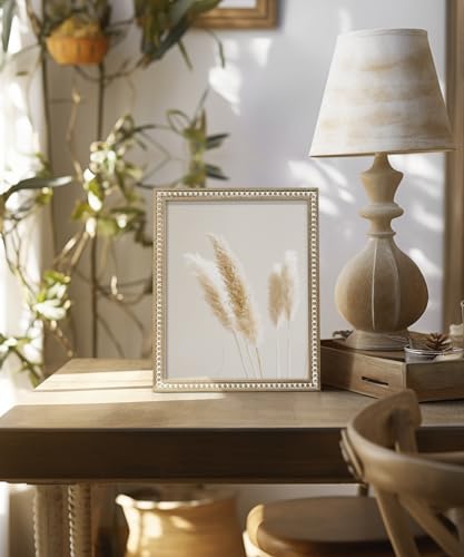 SUMGAR 8x10 Picture Frame Boho 5x7 Photo Frame with Mat Farmhouse White Wood Shabby Chic Wall Mounted Display for Birthday Wedding Friend Gifts for Christmas with Distressed Decorative Pine Beads - Image 2