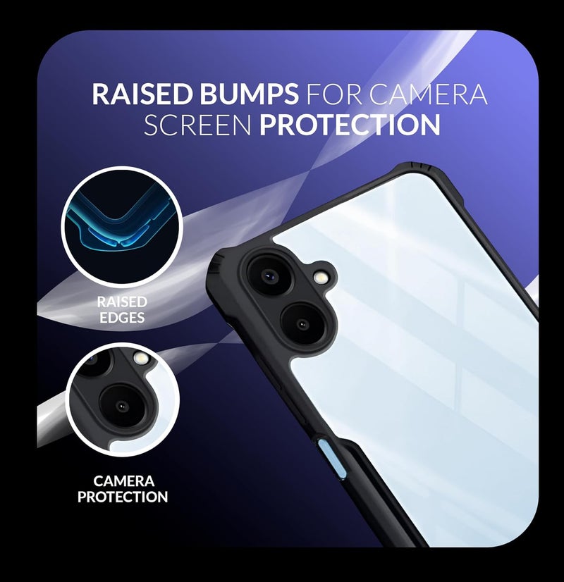 ShieldTech Back Cover Case + Screen Protector for Samsung Galaxy F07 | Transparent & Black Mobile Phone Back Cover Case for Samsung Galaxy F 07 / Samsung F07 | TPU & PC Black Mobile Phone Back Cover - Image 3