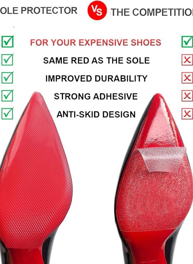 CZBYXA12 Red Bottoms Shoe Sole Protector Sole Guard Compatible with Christian Louboutin Mens and Womens Shoes,Self-Adhesive Shoe Sole Guard Replacement for Louboutin Shoes(8.0"x4.0",Red-2Pairs) - Image 3