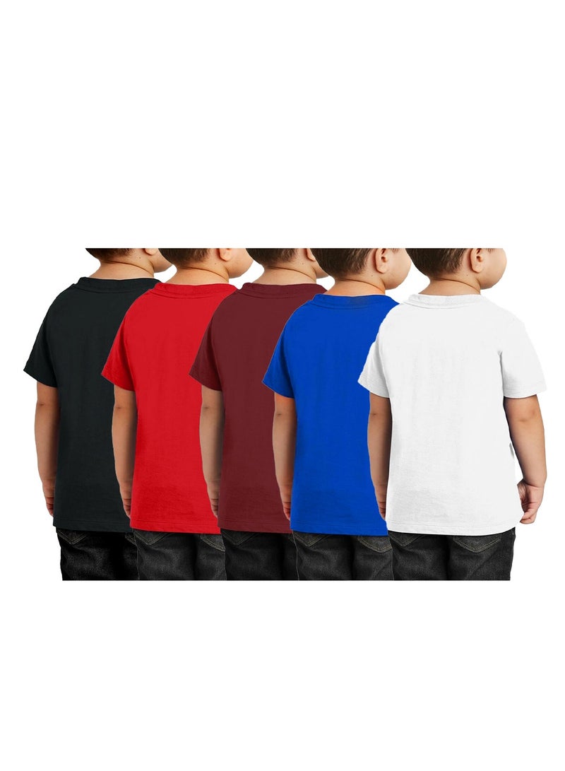 PRINTSHOP4ME Kids Boys T-shirt Pack of 5 - Cotton Short Sleeve - Round Neck T-shirt - Plain Top Tees for Boys and Girls Unisex  - Image 2