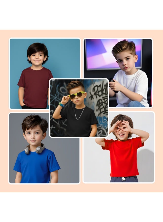 برينت شوب فور مي مجموعة من 5 تيشرتات للأولاد - تيشرتات قطنية ناعمة برقبة دائرية وأكمام قصيرة للارتداء اليومي - مقاس مريح للمدرسة والاستخدام اليومي واللعب في الهواء الطلق ورحلات نهاية الأسبوع والسفر - Image 2