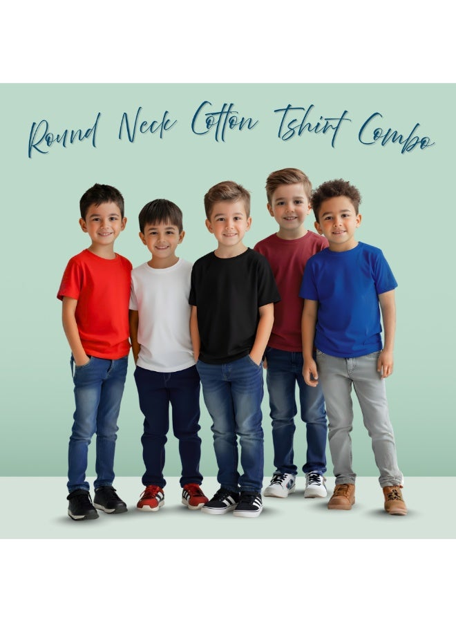 برينت شوب فور مي مجموعة من 5 تيشرتات للأولاد - تيشرتات قطنية ناعمة برقبة دائرية وأكمام قصيرة للارتداء اليومي - مقاس مريح للمدرسة والاستخدام اليومي واللعب في الهواء الطلق ورحلات نهاية الأسبوع والسفر - Image 4