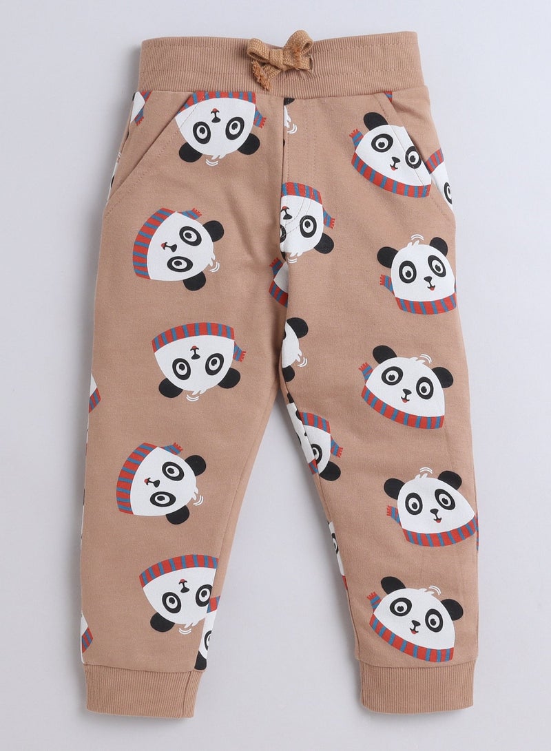 victor and jane Fashion Infant Set - All over Printed Sweatshirt and Jogger Set - LT Brown AOP - Image 4