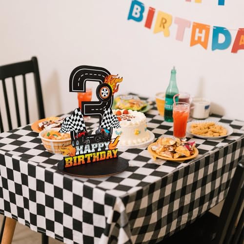 Lcoor Truck Birthday Number Sign Centerpiece, Truck Wooden Decoration Photo Props for Truck Birthday Decorations (3rd) - Image 4