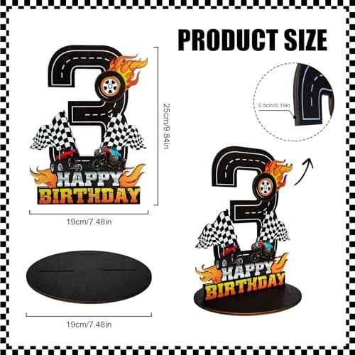 Lcoor Truck Birthday Number Sign Centerpiece, Truck Wooden Decoration Photo Props for Truck Birthday Decorations (3rd) - Image 2