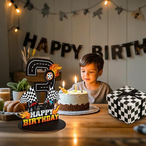 Lcoor Truck Birthday Number Sign Centerpiece, Truck Wooden Decoration Photo Props for Truck Birthday Decorations (3rd) - Image 5