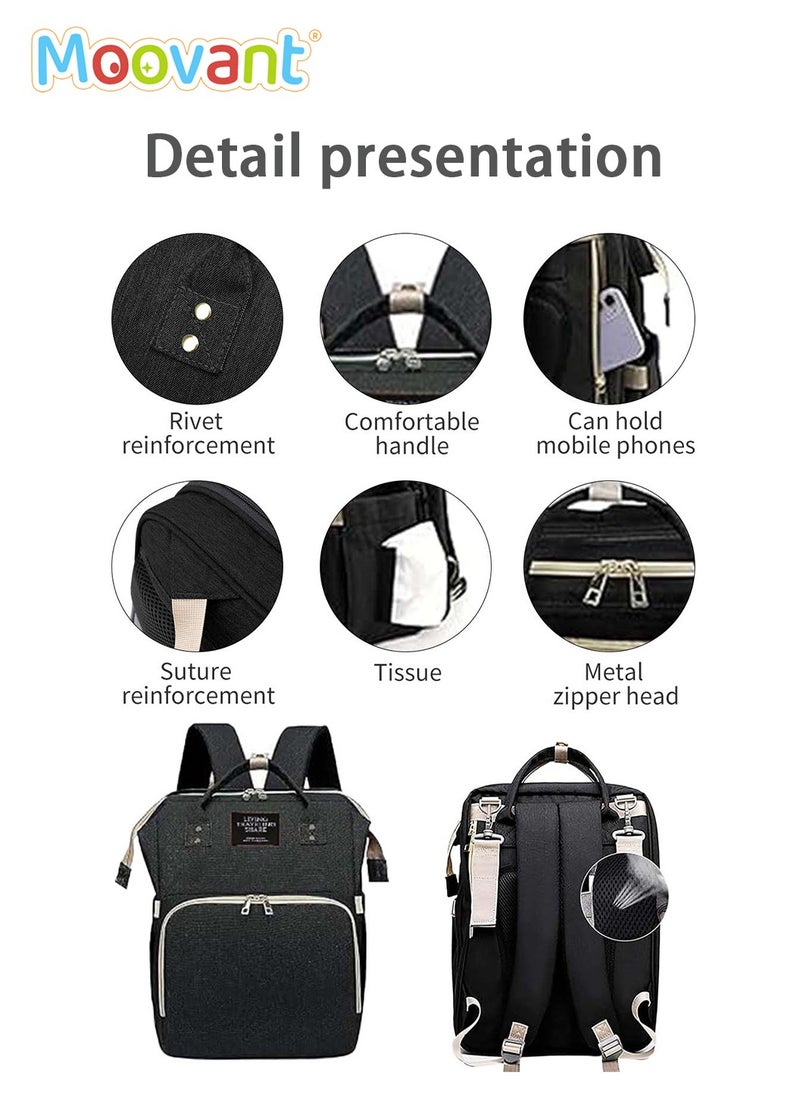 Baby Diaper Bag Backpack with Changing Station, Waterproof Mommy Bag with Portable Change Mat & USB Charge Port, Large Capacity Travel Mother Backpack with Stroller Straps for Newborn Mother Father, Black - pzsku/Z7EA7CF87B8560B6A2036Z/45/_/1713173601/55bb206c-d91b-4c67-857b-b65e6ff92e61