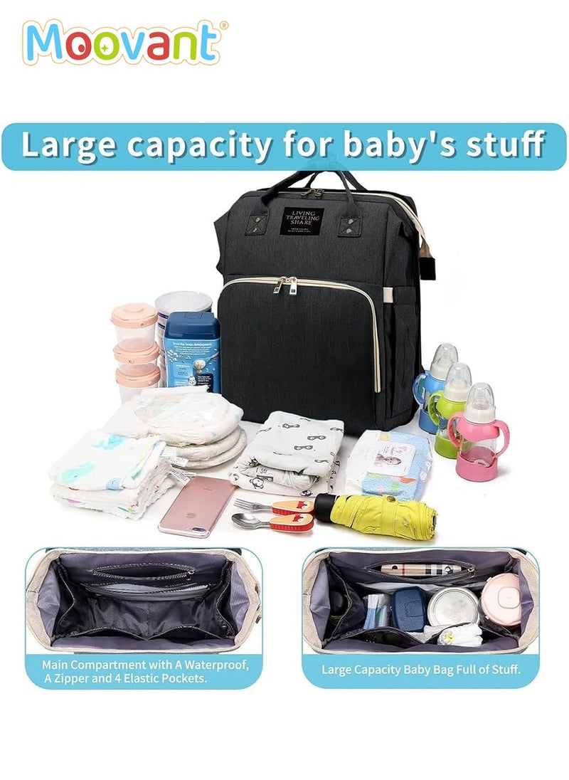 Baby Diaper Bag Backpack with Changing Station, Waterproof Mommy Bag with Portable Change Mat & USB Charge Port, Large Capacity Travel Mother Backpack with Stroller Straps for Newborn Mother Father, Black - pzsku/Z7EA7CF87B8560B6A2036Z/45/_/1713173611/8a597996-7f74-4e88-8994-cc0edad57eac