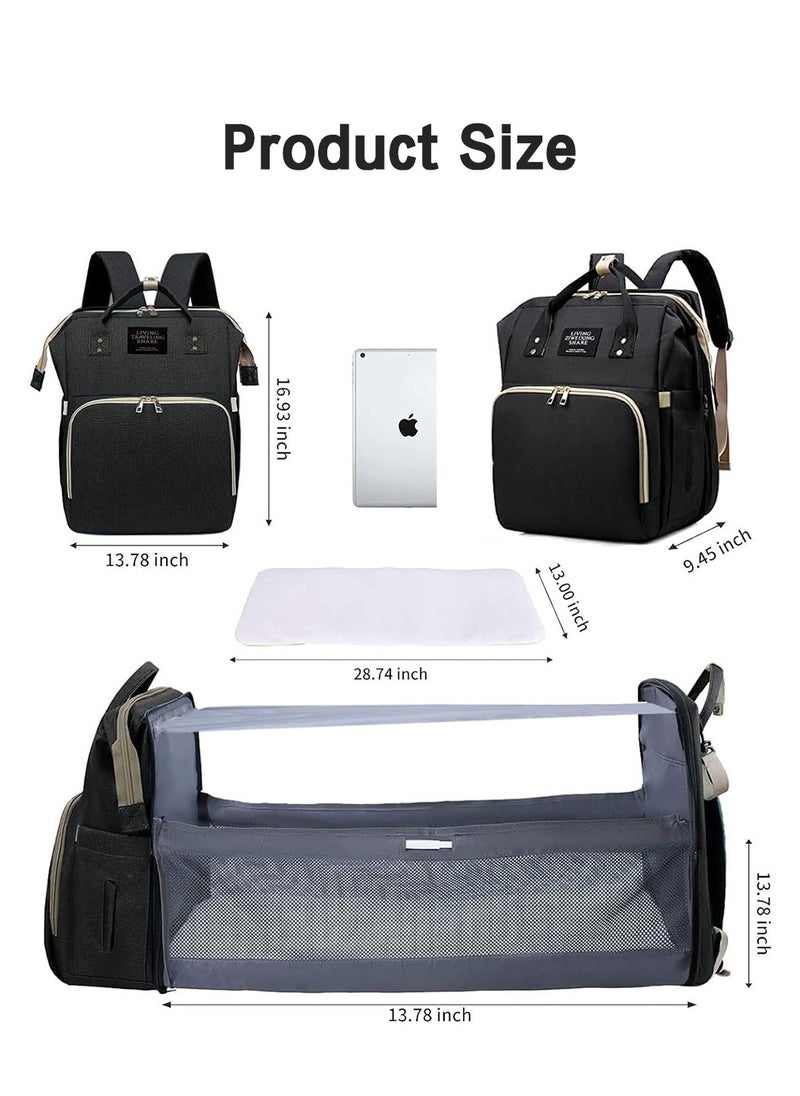 Baby Diaper Bag Backpack with Changing Station, Waterproof Mommy Bag with Portable Change Mat & USB Charge Port, Large Capacity Travel Mother Backpack with Stroller Straps for Newborn Mother Father, Black - pzsku/Z7EA7CF87B8560B6A2036Z/45/_/1713173673/fdfa627e-15ac-49d0-b751-7074f67d522f