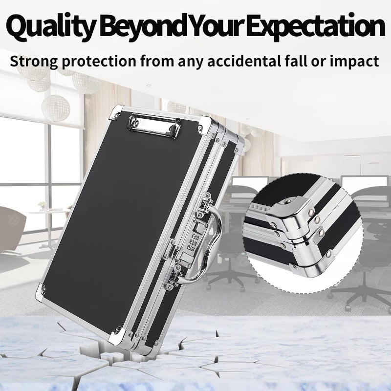 Sooez Combination Lock Clipboard with Storage, Heavy Duty Metal Storage Clipboard, Aluminum Locking Clipboard Case Box with Handle - Holds Letter Size Paper, Clipboard Organizer 12.6 x 9.6 inch - Image 3
