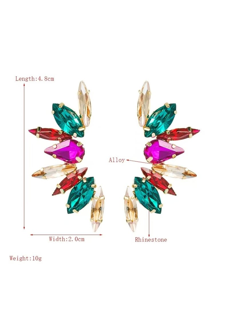 Ear Studs, Stunning Open Hoop Earrings: Radiant Multi-Colored Gemstones in Chic Gold Frames - A Glamorous Statement Piece, Best Gifts for Love with Valentine's Day Birthday - Image 4