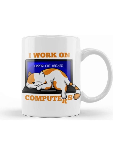 Print Shop Cat Hacked Computer Informatics Programmer Mug Porcelain