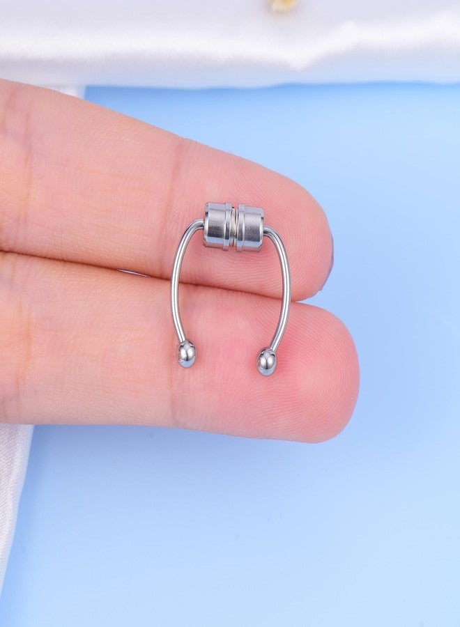AVYRING Fake Nose Ring Fake Piercings Fake Nose Rings Magnetic Nose Ring Fake Nose Stud Fake Nose Piercing Fake Septum Piercing Fake Nose Hoop Faux Nose Rings for Women Men Sliver Black - Image 3