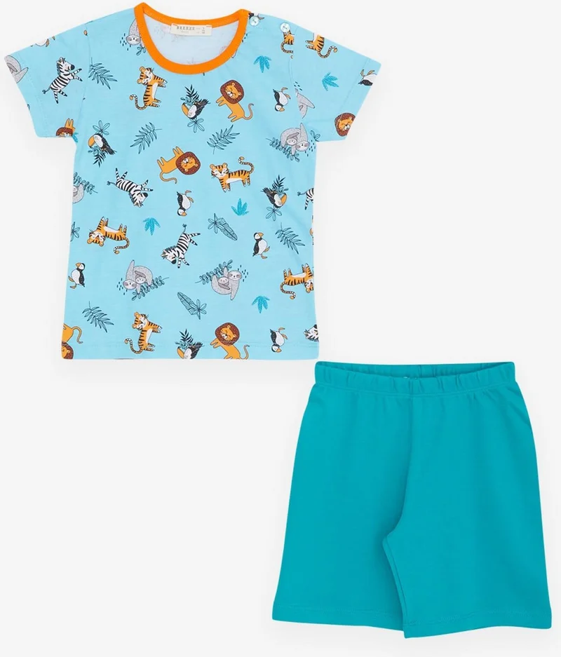 بريز Girls & Boys Baby Boy Pajama Set Animal Kingdom Themed 9 Months-3 Years, Baby Blue