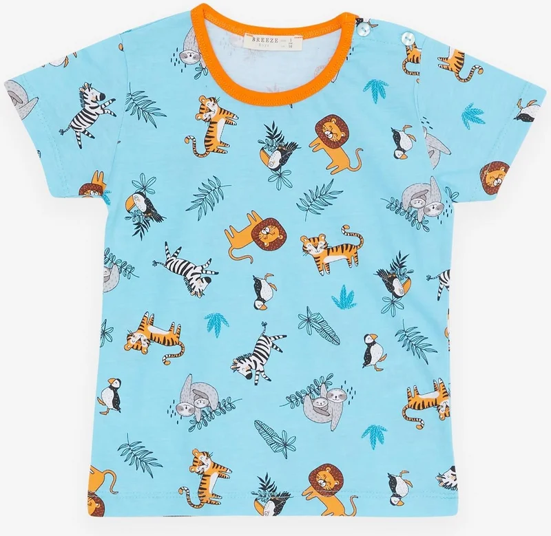 بريز Girls & Boys Baby Boy Pajama Set Animal Kingdom Themed 9 Months-3 Years, Baby Blue