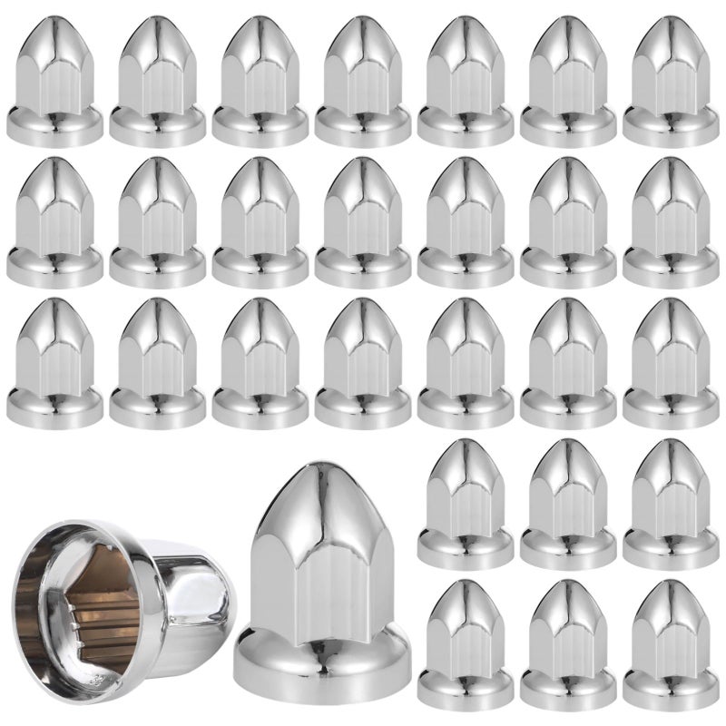 Heavy Duty 33mm Push On Lug Nut Covers Chrome Plated For Trailers Buses Fleet Vehicles - Image 3