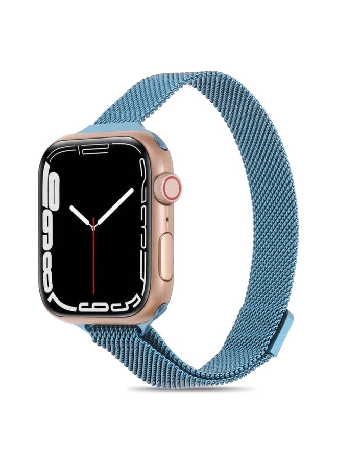 Replacement Strap Milanese Small Waist Watch Band For Apple Watch Ultra 49mm&Watch Ultra 2 49mm / Series 9&8&7 45mm / SE 3&SE 2&6&SE&5&4 44mm / 3&2&1 42mm Porcelain Blue