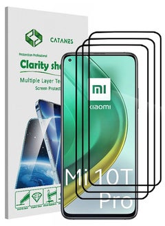 CATANES 3 Pack For Xiaomi Mi 10T Pro 5G Screen Protector Tempered Glass Full Glue Back  - Image 1