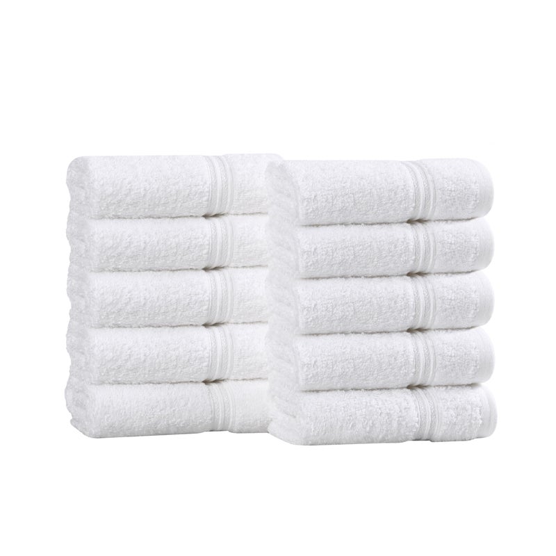 Superior Egyptian Cotton 10Piece Face Towel Set Small Towels For Facial Spa Quick Dry Absorbent Towels Bathroom Accessories Guest Bath Home Essentials Washcloth Airbnb White