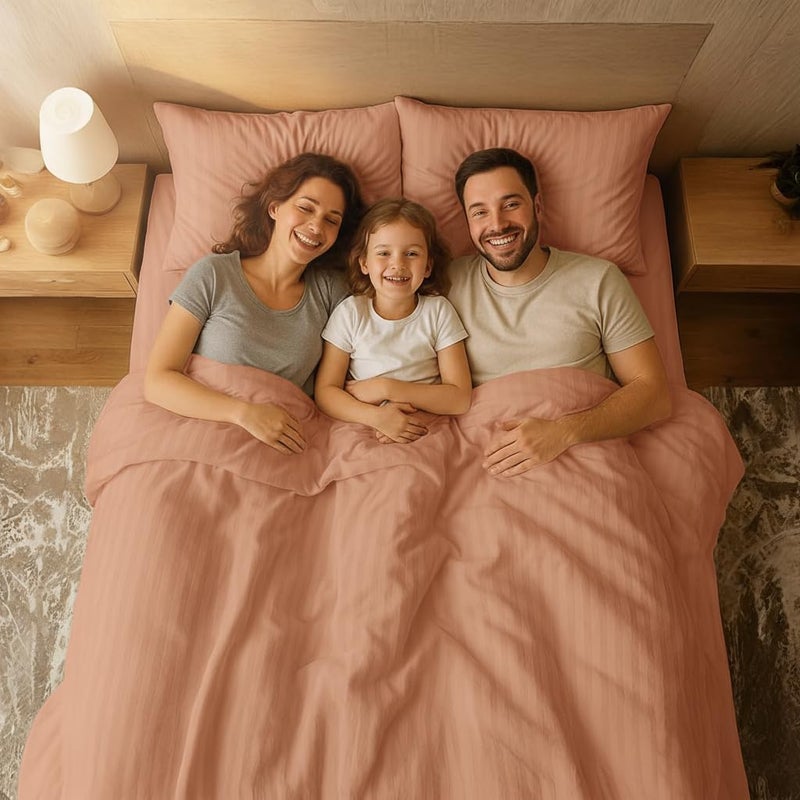 MOONCEE 6Pcs Bed Sheet King Size Set With Duvet Cover 220x240 Microfiber Bed Sheets Bedding Set Includes 1 Fitted Sheet, 1 Quilt Cover & 4 Pillows Cases (Peach, 6Pcs Duvet Cover Set- King) - Image 4