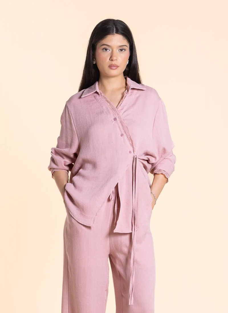 شايبس LACE DETAILED WRAP SHIRT SET