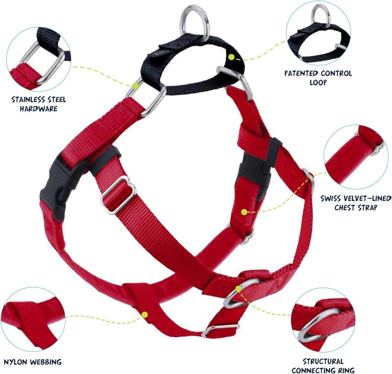 2 Hounds Design Freedom No-Pull Dog Harness with Leash - Large, 1-Inch Wide, Red - Image 2