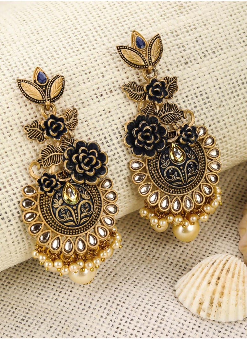 Priyaasi Women Handcrafted Floral Drop Earrings  - Image 1
