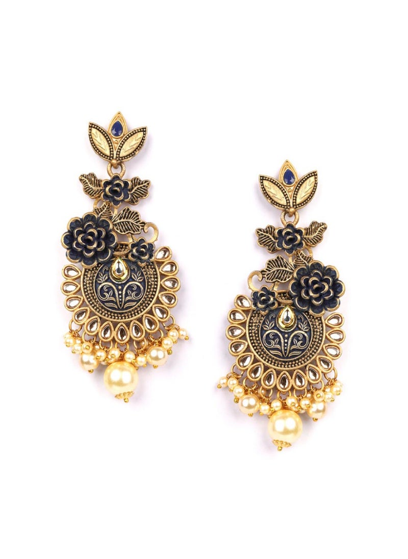 Priyaasi Women Handcrafted Floral Drop Earrings  - Image 2