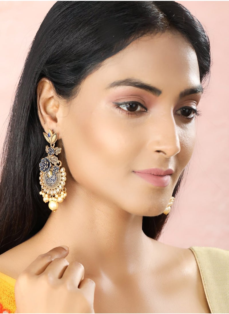 Priyaasi Women Handcrafted Floral Drop Earrings  - Image 4