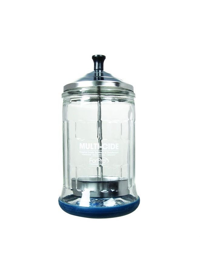 ForPro Professional Collection ForPro Multi-Cide Midsize Disinfecting Jar - Disinfectant Glass Jar for Manicure & Spa Implements - 21 Ounces, 8” H x 4.25” W  - Image 2