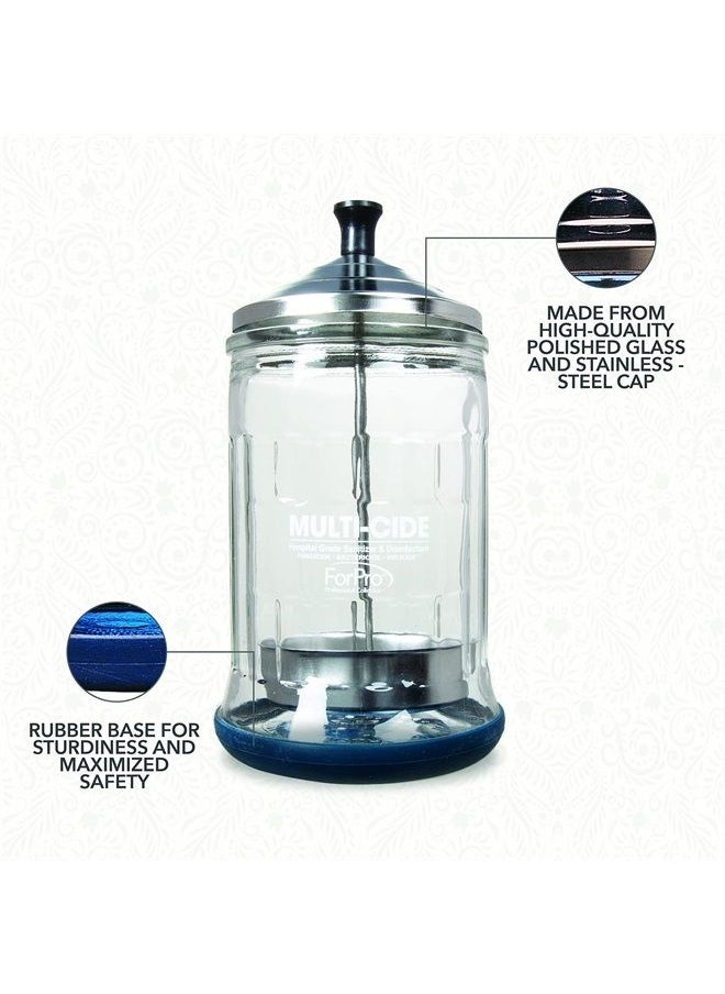 ForPro Professional Collection ForPro Multi-Cide Midsize Disinfecting Jar - Disinfectant Glass Jar for Manicure & Spa Implements - 21 Ounces, 8” H x 4.25” W  - Image 3