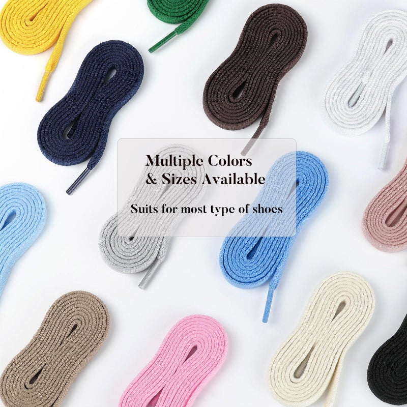 Stepace [2 Pairs Flat Shoe Laces for Sneakers 5/16" Width 30"-72" Length 26 Color Shoelaces Cream 36"(91 cm) - Image 4
