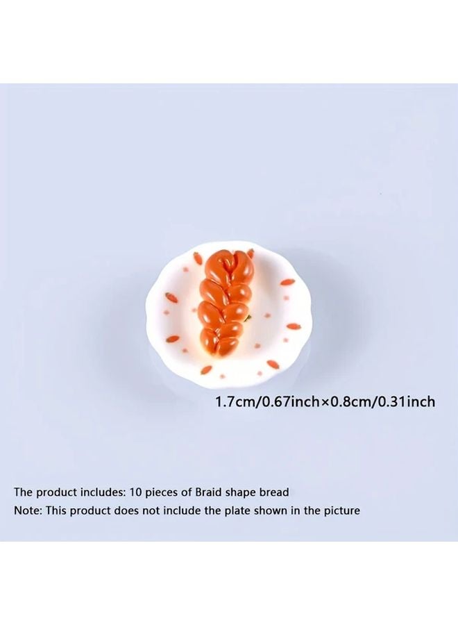 10 Piece Braid Shape Mini Lye Bread Set Resin Desktop Decoration Party Favors - Image 1