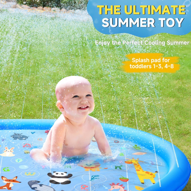 Yeeeasy Non-Slip Splash Pads for Toddlers 1-3, Thickened 69-Inch Sprinkler Pool â€“ Fun Outdoor Water Play Mat for Kids, Children, and Dogs â€“ Safe Summer Backyard Fountain Toy (Blue) - Image 2