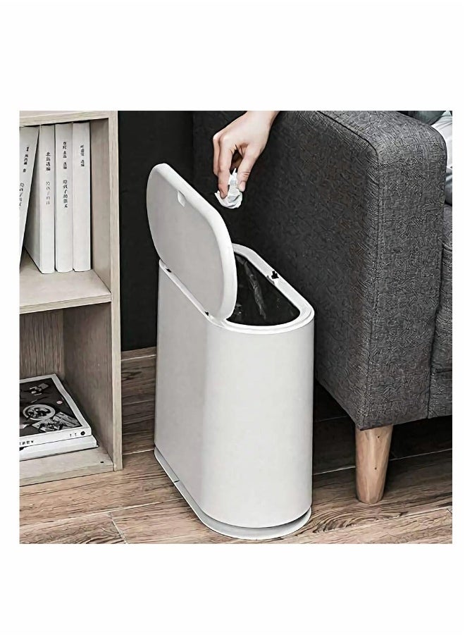 Generic - Trash Can, Gallon Slim Garbage Container Bin Removable Liner Bucket with Press Top Lid for Kitchen Bathroom Living Room Office Narrow Place - 10 Liter/2.4 - Image 1