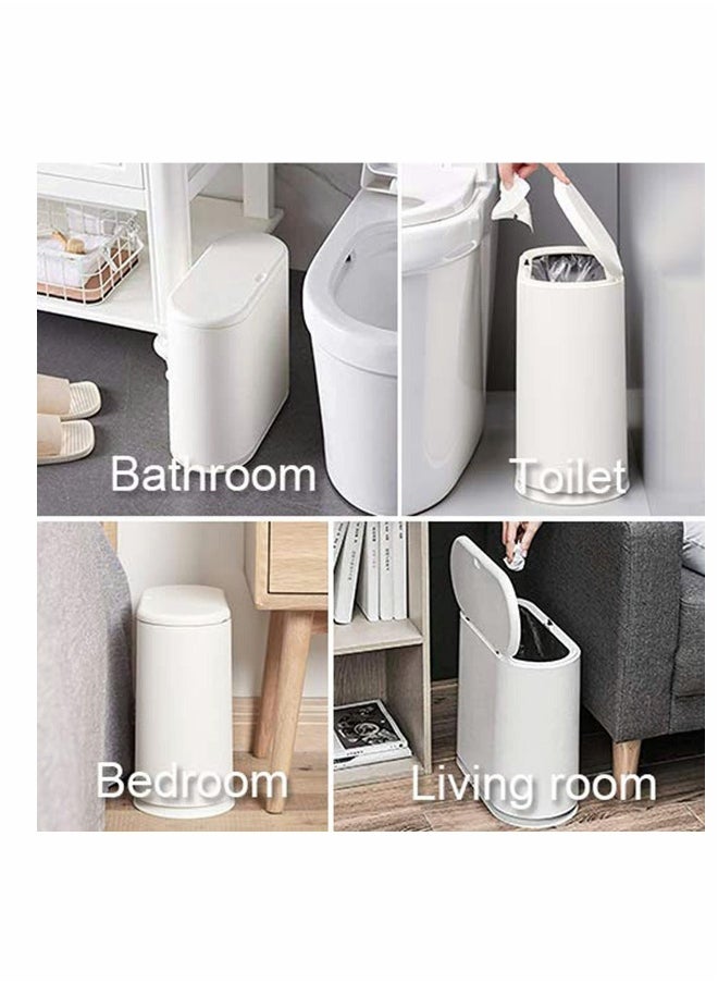 Generic - Trash Can, Gallon Slim Garbage Container Bin Removable Liner Bucket with Press Top Lid for Kitchen Bathroom Living Room Office Narrow Place - 10 Liter/2.4 - Image 1