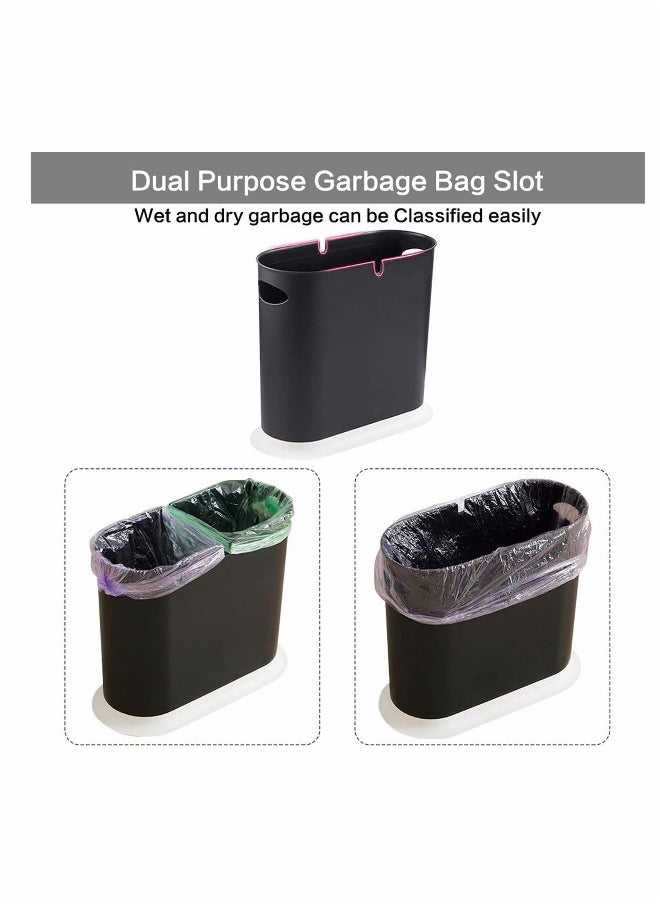 Generic - Trash Can, Gallon Slim Garbage Container Bin Removable Liner Bucket with Press Top Lid for Kitchen Bathroom Living Room Office Narrow Place - 10 Liter/2.4 - Image 1