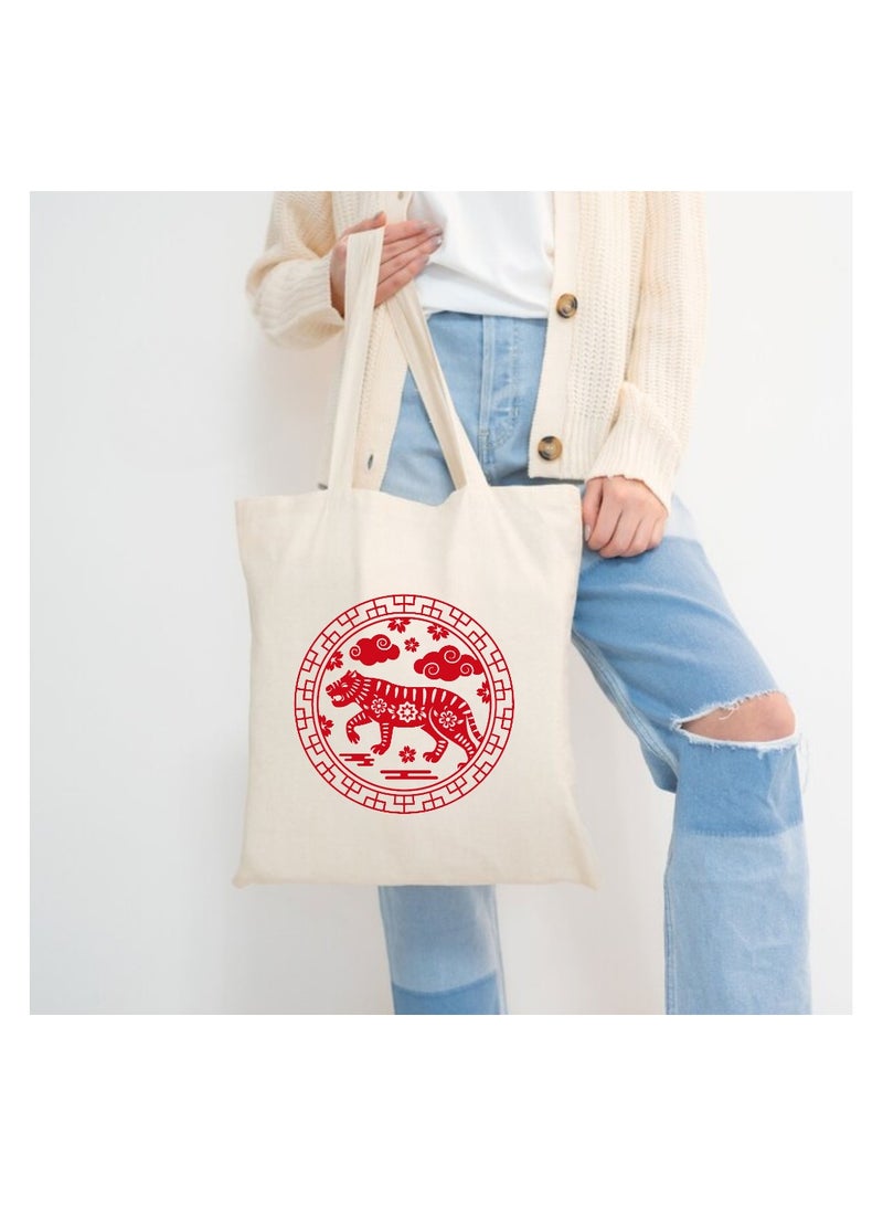 PRINTSHOP4ME Chinese Zodiac Symbols Cotton Bag-Eco-Friendly Canvas Cotton Tote Bag With Printed For Women-Reusable  Bag,Party Gift Idea,Cotton Gift Bag-Perfect For School,Office - Image 3