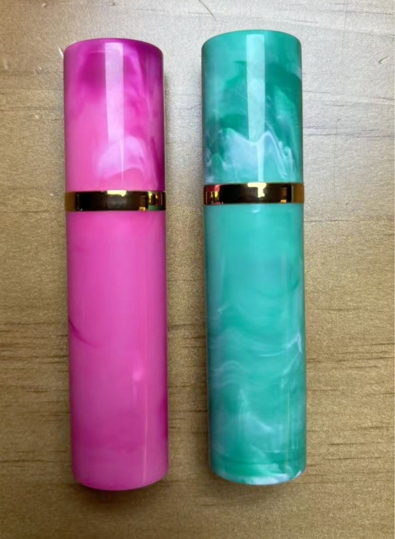 هَيْلة الرخام زجاجة عطر ( 5 مل ) ، ميني زجاجة ماء تواليت ، مع حقيبة جلدية فاخرة ، مناسبة للسفر والعمل من الرجال والنساء ( الأحمر + الأخضر ) - Image 1