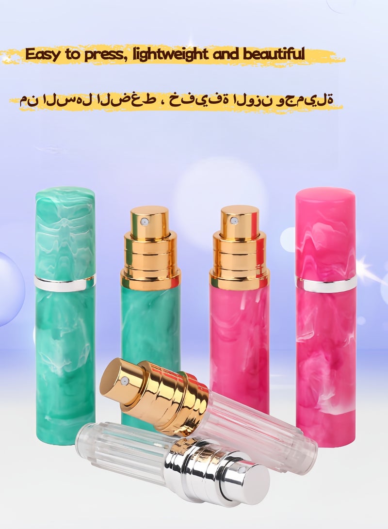 هَيْلة الرخام زجاجة عطر ( 5 مل ) ، ميني زجاجة ماء تواليت ، مع حقيبة جلدية فاخرة ، مناسبة للسفر والعمل من الرجال والنساء ( الأحمر + الأخضر ) - Image 3
