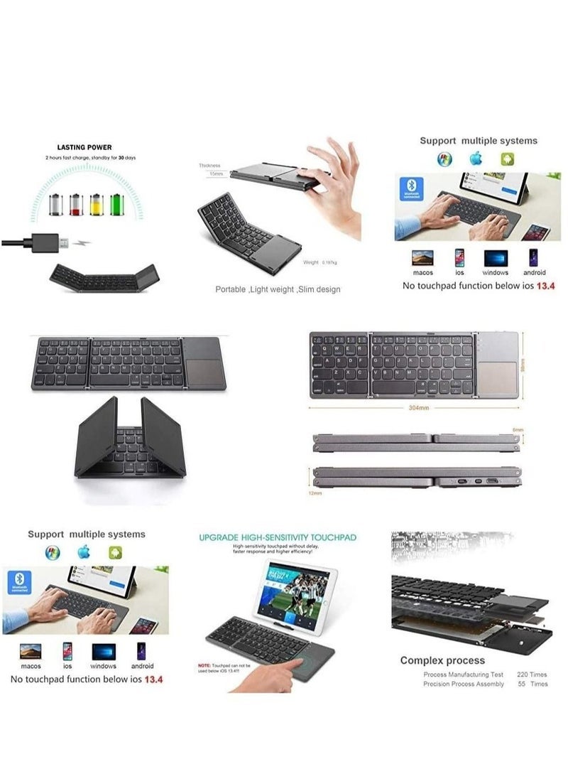 Gravity Foldable Bluetooth Keyboard, Rechargeable Portable Wireless Keyboard with Touchpad compatible with Iphone12 Pro Max,Tablet,iPad - Image 5