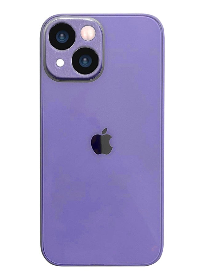 جراب خلفي من الزجاج المقوى مع إطار مطاطي من السيليكون لهاتف iPhone 14 Plus - لافندر - Image 2