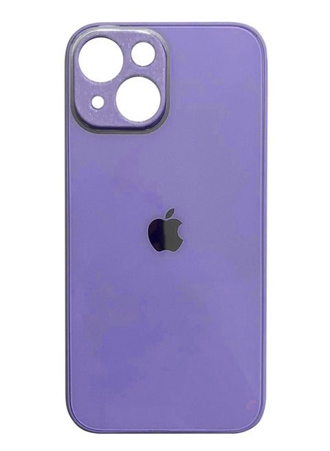 جراب خلفي من الزجاج المقوى مع إطار مطاطي من السيليكون لهاتف iPhone 14 Plus - لافندر