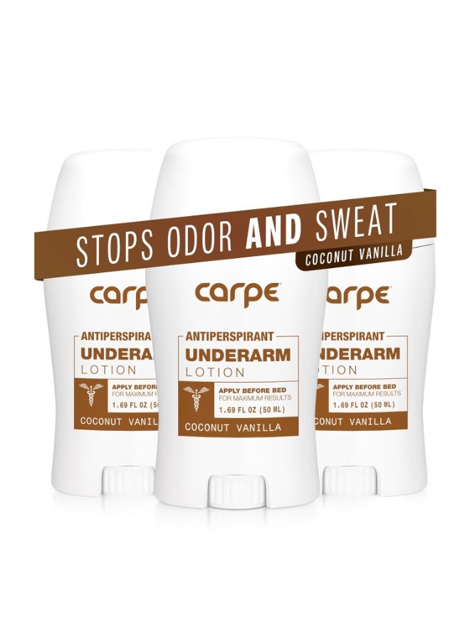 Carpe Carpe Underarm Antiperspirant and Deodorant, Clinical strength with Coconut Vanilla scent, Combat excessive sweating, Stay fresh and dry, Great for hyperhidrosis (Pack of 3) - Image 3