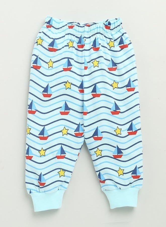BUMZEE Baby Boys Cotton Full Sleeves Jabla & Pyjama Set Sky Blue - 3-6 Months (Peb10114C-sbl) - Image 4