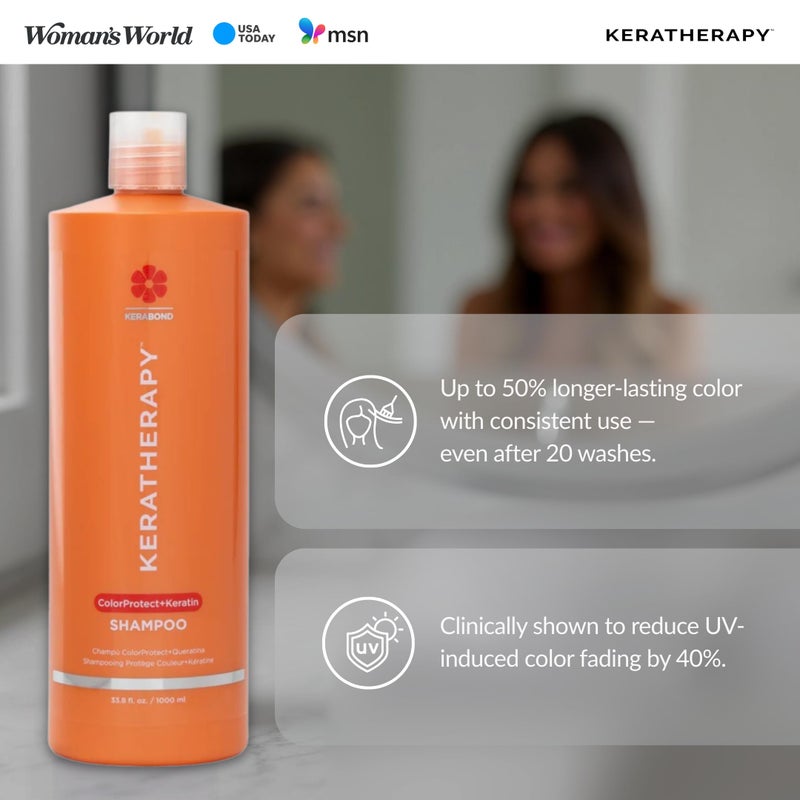 KERATHERAPY Keratin Infused Color Protect Shampoo, 33.8 fl. oz., 1000 ml - Gluten Free Color Protecting Shampoo for Color Treated Hair with Kerabond Technology, Red Raspberry Oil, Omega 3 & 6 - Image 3