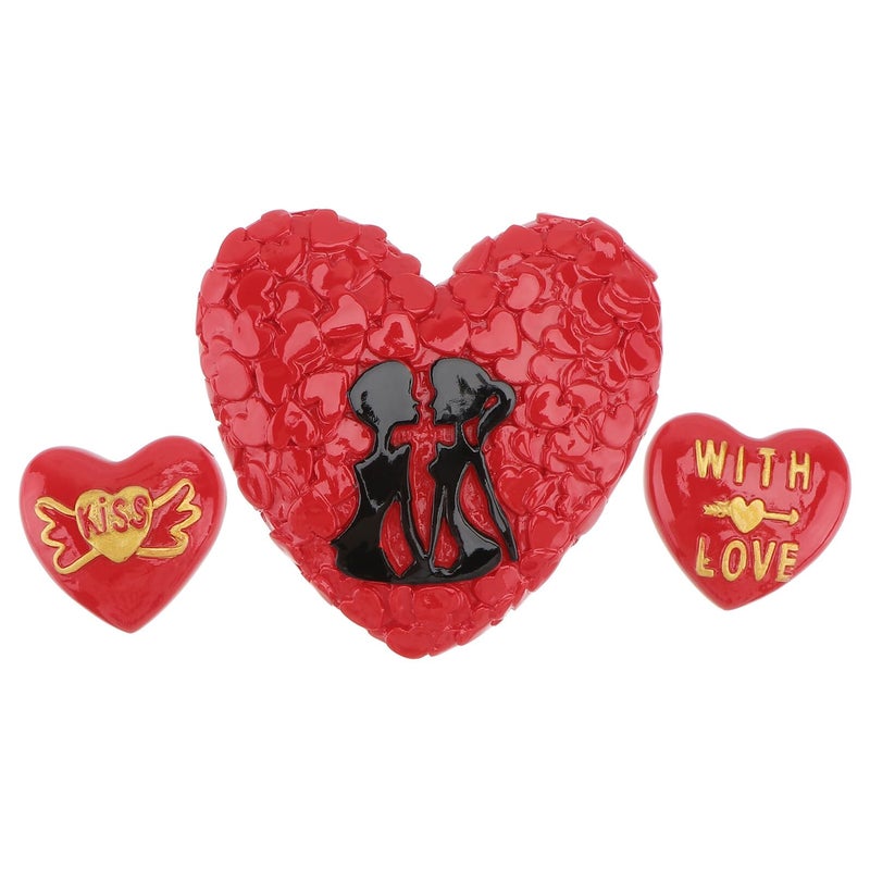 Red Heart Resin Fridge Magnets Set Of 3 Kitchen Home Office Decoration - Image 2